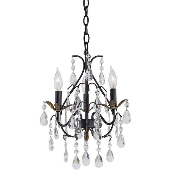 Mini Chandelier 3 Light Castlewood Walnut/Silver in Traditional Style 18.25 inches Tall By 13.25 inches Wide Bailey Street Home 57-Bel-2254668