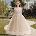 thumbnail image 2 of Vividxx Dress For Girls Flower Girls Satin Pageant Dress For Wedding Kids Pearls Prom Gowns With Bow Knot 9-10 Year, 2 of 6