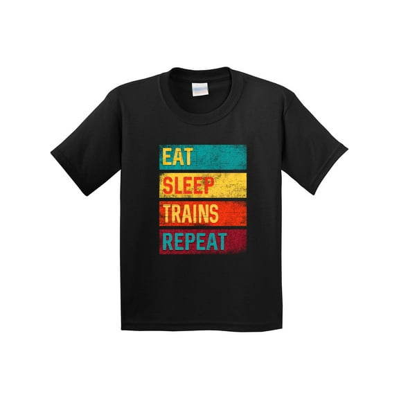 Inktastic Eat Sleep Trains Repeat Youth T-Shirt