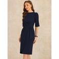 thumbnail image 4 of DARING DIVA Crew Neck Short Sleeve Trendy Ruched Dress XS Navy, 4 of 6