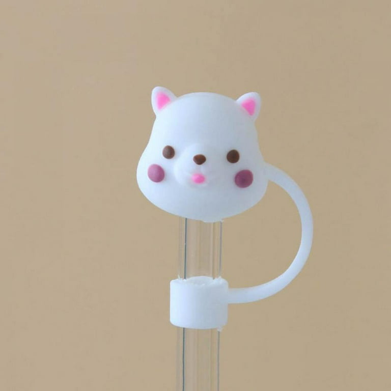 8 Pieces Silicone Straw Tips Cover Reusable Drinking Straw Lids Sunflower  Cherry Blossom Rainbow Cat Paw Straw Cap for 6-8 mm Straws Anti-dust Straw