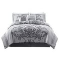 thumbnail image 2 of Chezmoi Collection 7-Piece Jacquard Floral Comforter Set (Queen, Silver/Gray), 2 of 9