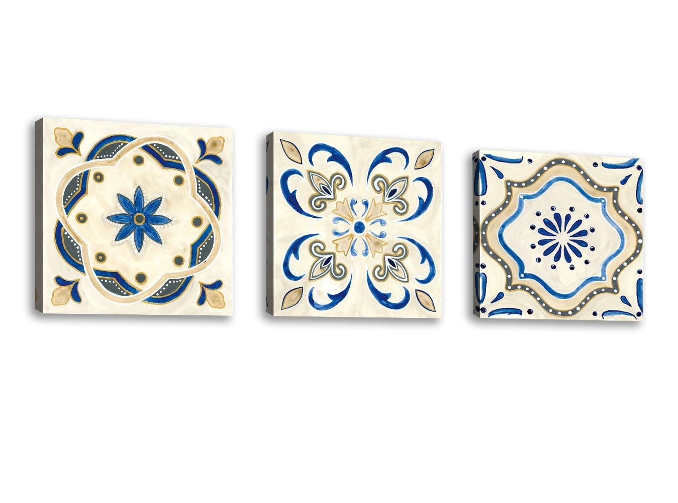 Set of 3 Timeless Tiles III Contemporary Fine Art Giclee on Canvas