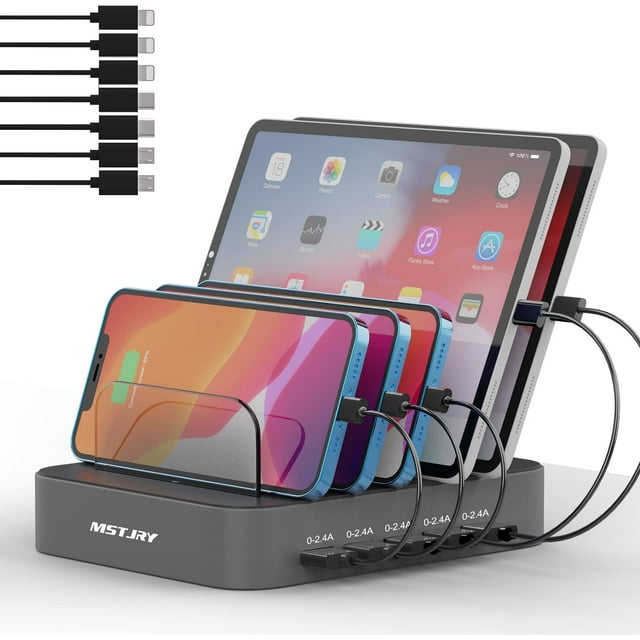 Estación de carga MSTJRY de 5 puertos Multi USB-A para iPhone Gray