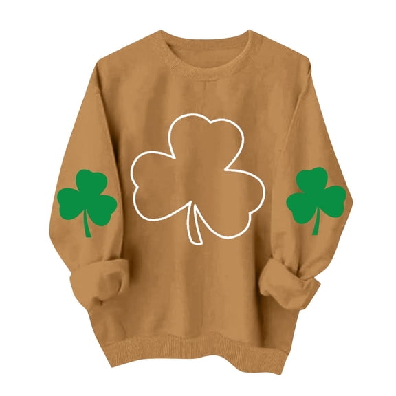 hotojiny St. Patrick's Day Gift for Women Lightweight Crew Neck Sweatshirt Long Sleeve Casual Loose Fit Fall Tops Everyday Wear