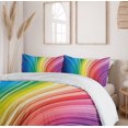 thumbnail image 6 of Ambesonne Modern Duvet Cover Sets, Psychedelic Stripes, 2-Queen, Magenta Blue, 6 of 7