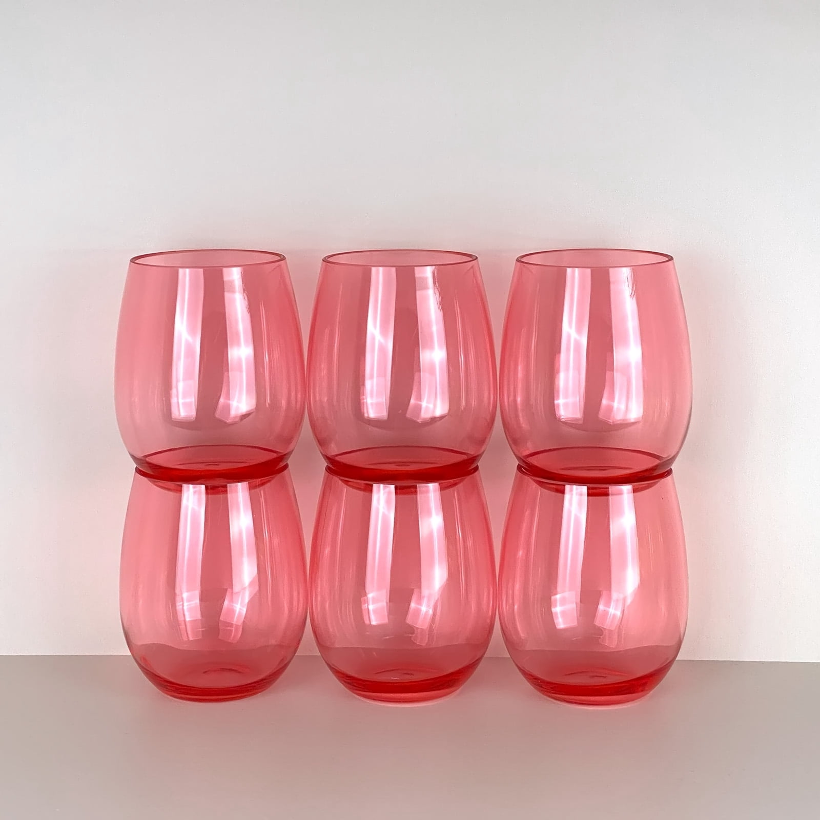 Set of 6 Acrylic Wine Glasses, 20-ounce Plastic Tumbler for Party Use,BPA Free,Dishwasher Safe (Red)