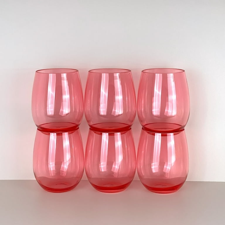 Set of 6 Acrylic Wine Glasses, 20-ounce Plastic Tumbler for Party Use,BPA  Free,Dishwasher Safe (Red)