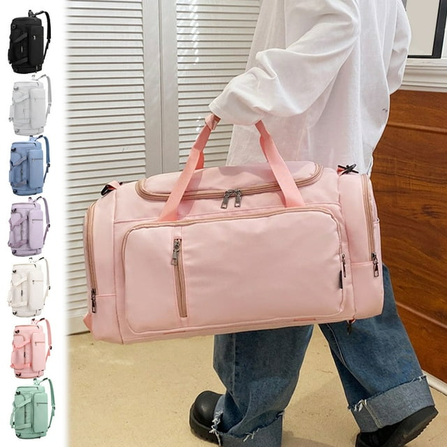 Mochila de viaje multifuncional de gran capacidad | Poliéster impermeable ligero | Compartimentos de separación en seco y húmedo | 51x26x28cm | Blanco, Gris, Verde, Rosa, Morado, Azul | Gimnasio
