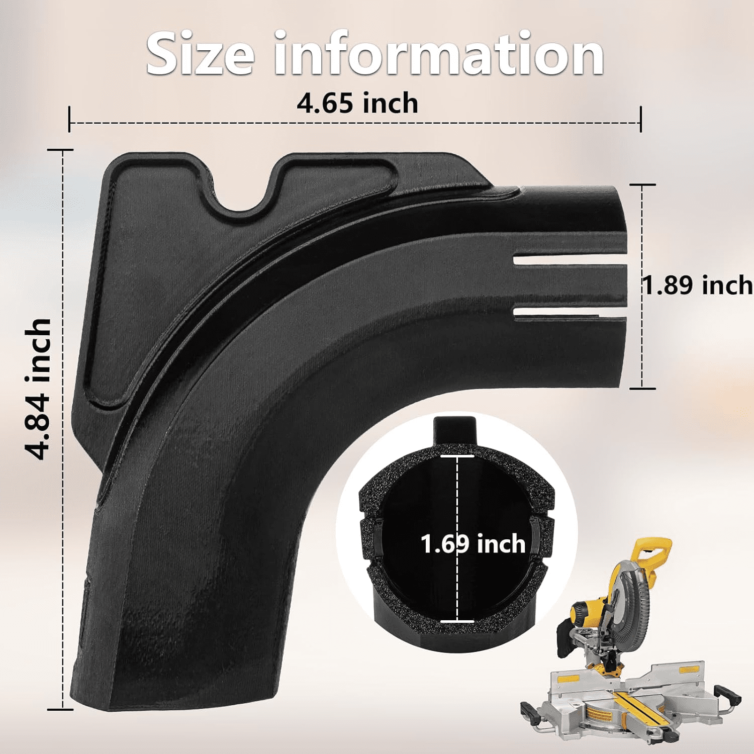Compatible with Dewalt DWS780 Miter Saw Accessories,for Miter Saw Dust Collector, Fits Standard 5-Gallon Bucket, No Vacuum Needed,Pure Gravity-Based Dust Collection