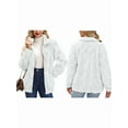 thumbnail image 3 of Women'S Long Sleeve Full Zip Soft Warm Fleece Jacket White XXL, 3 of 7