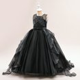 thumbnail image 5 of Vestido de noche con cola para niña, vestidos de fiesta de boda con flores, perlas, tul, Princesa, Verano, 5 of 5