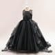 thumbnail image 5 of Vestido de noche con cola para niña, vestidos de fiesta de boda con flores, perlas, tul, Princesa, Verano, 5 of 5