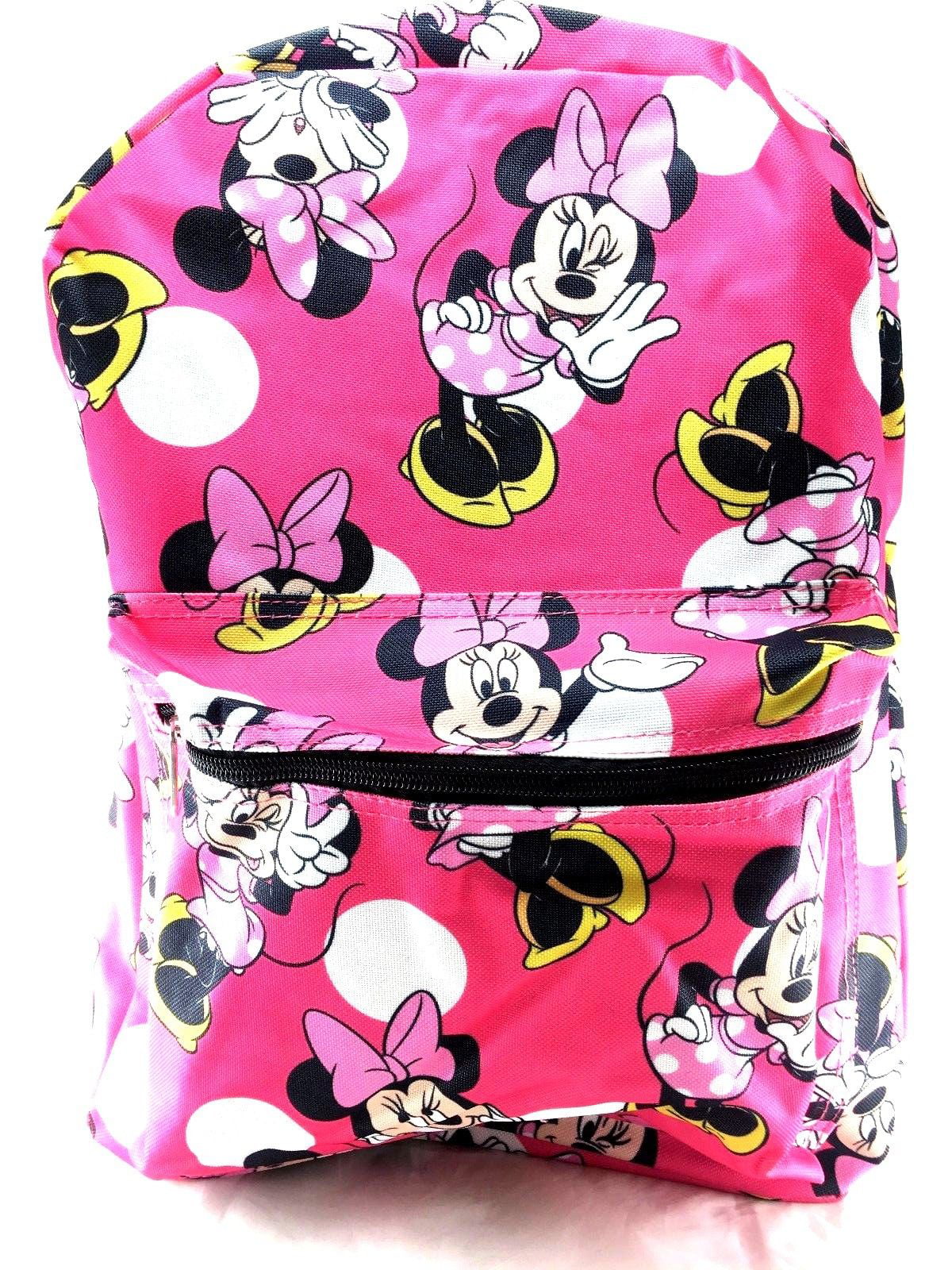NEW Disney Minnie Mouse White Allover Print 16" Girls Large School Backpack