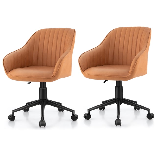 Gymax Ensemble de 2 Chaises de Bureau Réglables Fauteuil Pivotant à Roulettes Chaise de Bureau d'Ordinateur