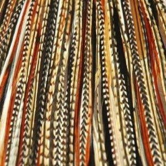 Feather Hair Extension 7-10 inches long Beautiful Long Black with Beige Remix Genuine Thin Feathers for Hair Extension 7 Feathers