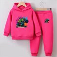 thumbnail image 2 of NOLDARES Boys Girls Fall Clothes Graphic Print Hoodie and Jogger Set 2 Piece Outfit(Y173-Hot Pink), 2 of 4