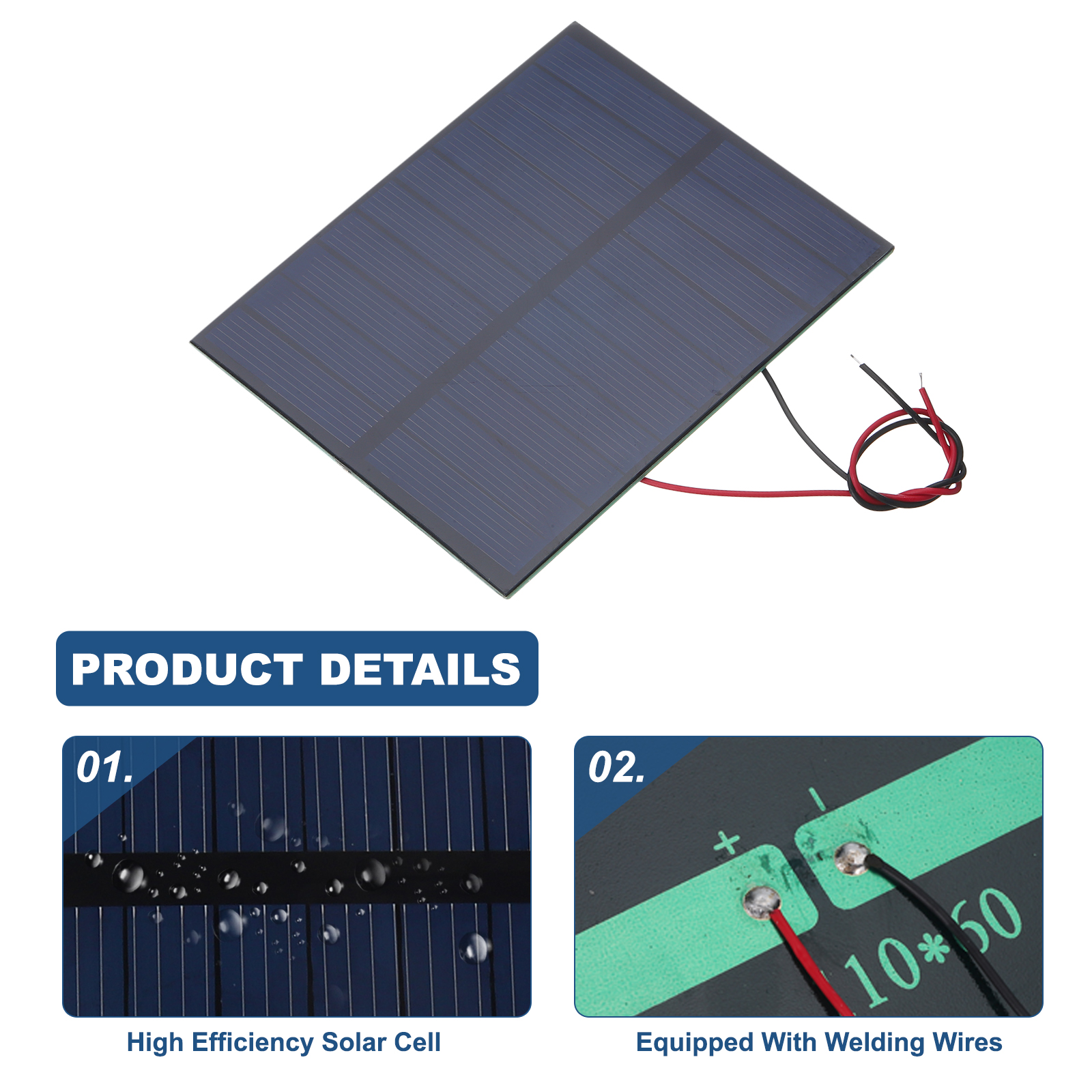 Uxcell 5 Pcs 5V 1.15W 230mA Mini Solar Panels, Small Polycrystalline Solar Cell Panel with 2 Cable for DIY Electric Toy Materials Kits Charger, 100.8mm x 82.5mm