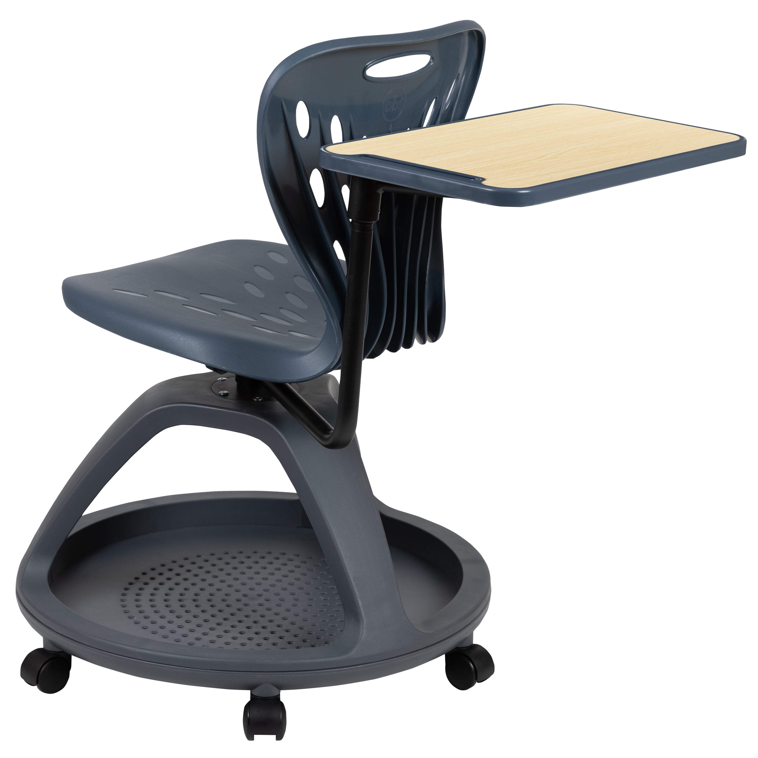 EMMA + OLIVER Mobile Desk Chair 360√Ç¬∞ Rotation and Storage Cubby, Dark Gray