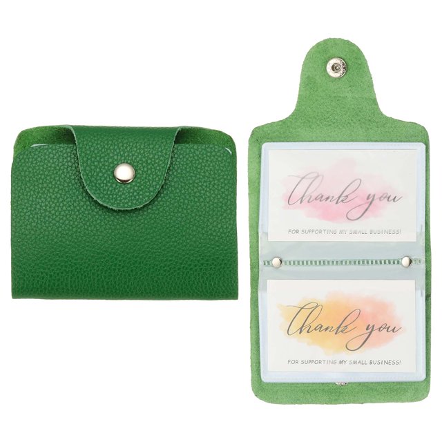 Uxcell 2 Pcs Soporte de Tarjetas de Crédito de Cuero Organizador de Tarjetas de Presentación Cartera Protectora Slim con 24 Ranuras para Hombres y Mujeres, Verde