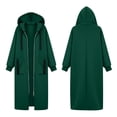 thumbnail image 4 of Qiopertar Women's Hoodies Zip Hooded Long Sleeve Oversized Fleece Coat Casual Warm Fall Winter Loose Cardigan Sweatshirt, Green 3XL, 4 of 7