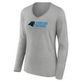 thumbnail image 2 of Women's Heather Gray Carolina Panthers Logo Team Lockup Long Sleeve V-Neck T-Shirt, 2 of 3