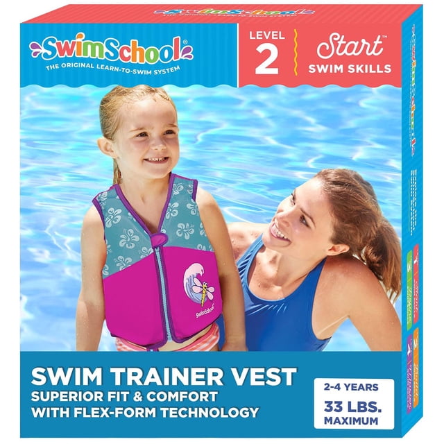Chaleco de Natación SwimSchool Rosa Aguamarina con Hombros Acolchados para Niños