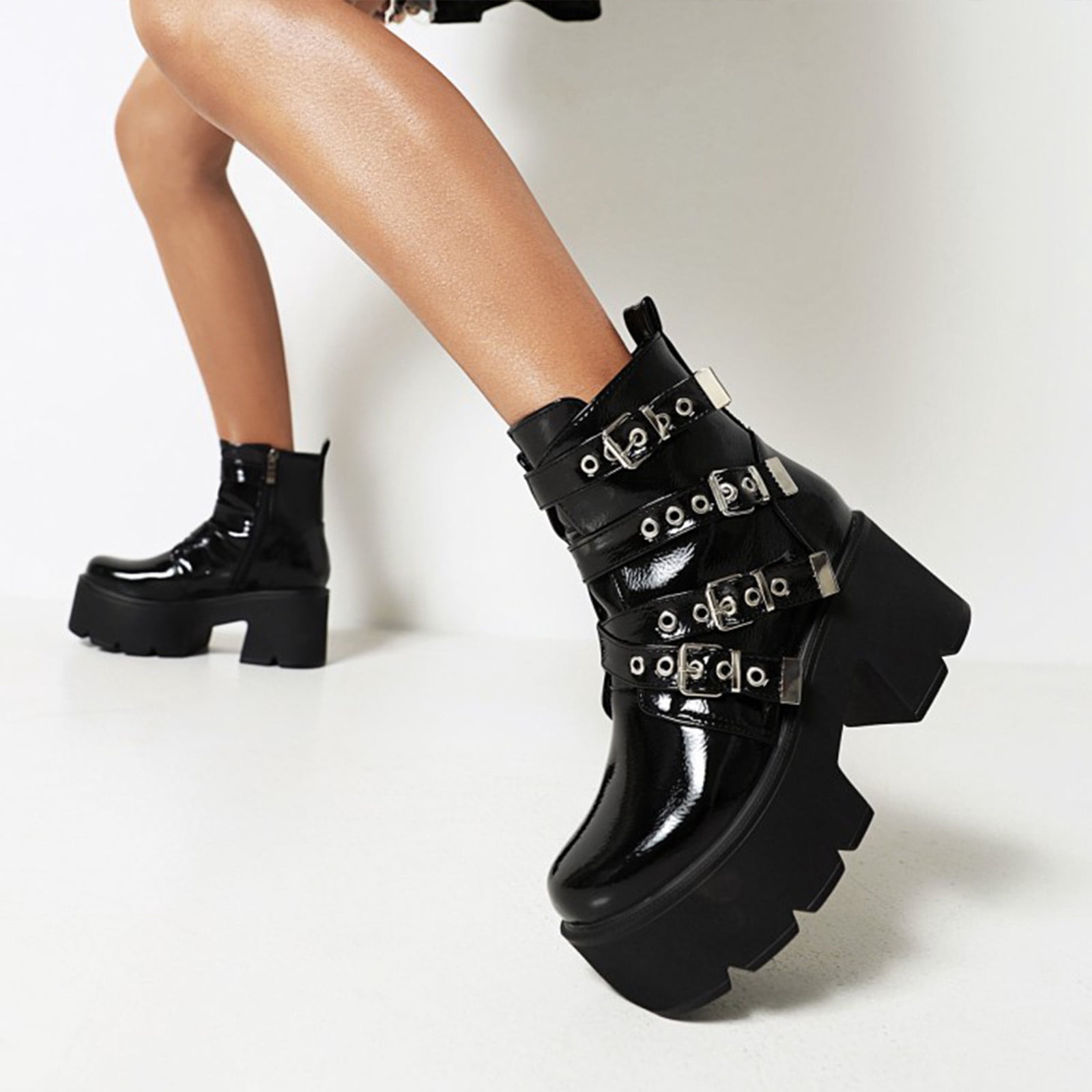 Women Ankle Boots High Heel Thick 