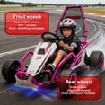 thumbnail image 4 of 24V 8.5 MPH Electric Go Kart for Kids, 400W Powerful Drift Kart w/ Front EVA Wheel & Metal Frame, Ride on Toy w/ Music & Lights, Suspension, 2 Speed, 5 Point Harness, Crazy Cart for Ages 6+, Pink, 4 of 8