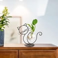 thumbnail image 5 of Rungungde Desktop Glass Planter Vase Holder Metal Stand Cat Planter Indoor Plant Propagation Stations Unique Plant Terrarium Home Decor Cat Themed Gifts (B), 5 of 8