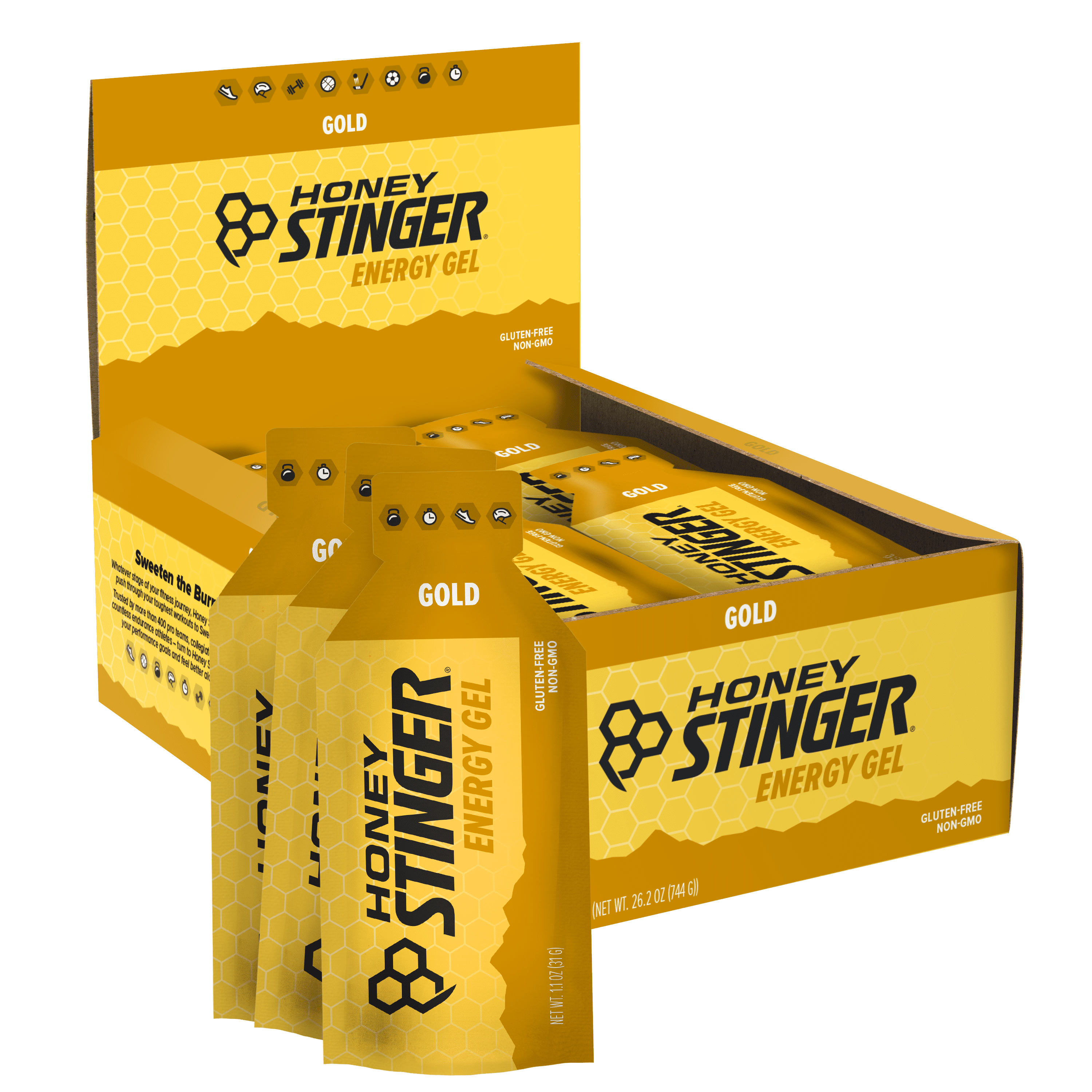 Honey Stinger OntheGo Energy Gel Snack Pouches, Gold, 24 Ct, 1.2 oz