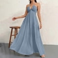 thumbnail image 6 of QUNYINEY Blue Dresses for Women Cotton And Linen Sleeveless Maxi A Line Slip Dress Summer Flowy Loose Fit V Neck Blue Dresses, 6 of 6
