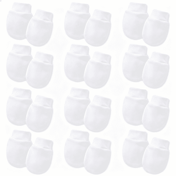 XIBUFE 12 Pairs Baby Anti Scratch Mittens, Soft Cotton Newborn Baby Mittens, Infant Toddler Gloves No Scratch Mittens for 0-6 Months Baby Boys Girls Baby Mittens