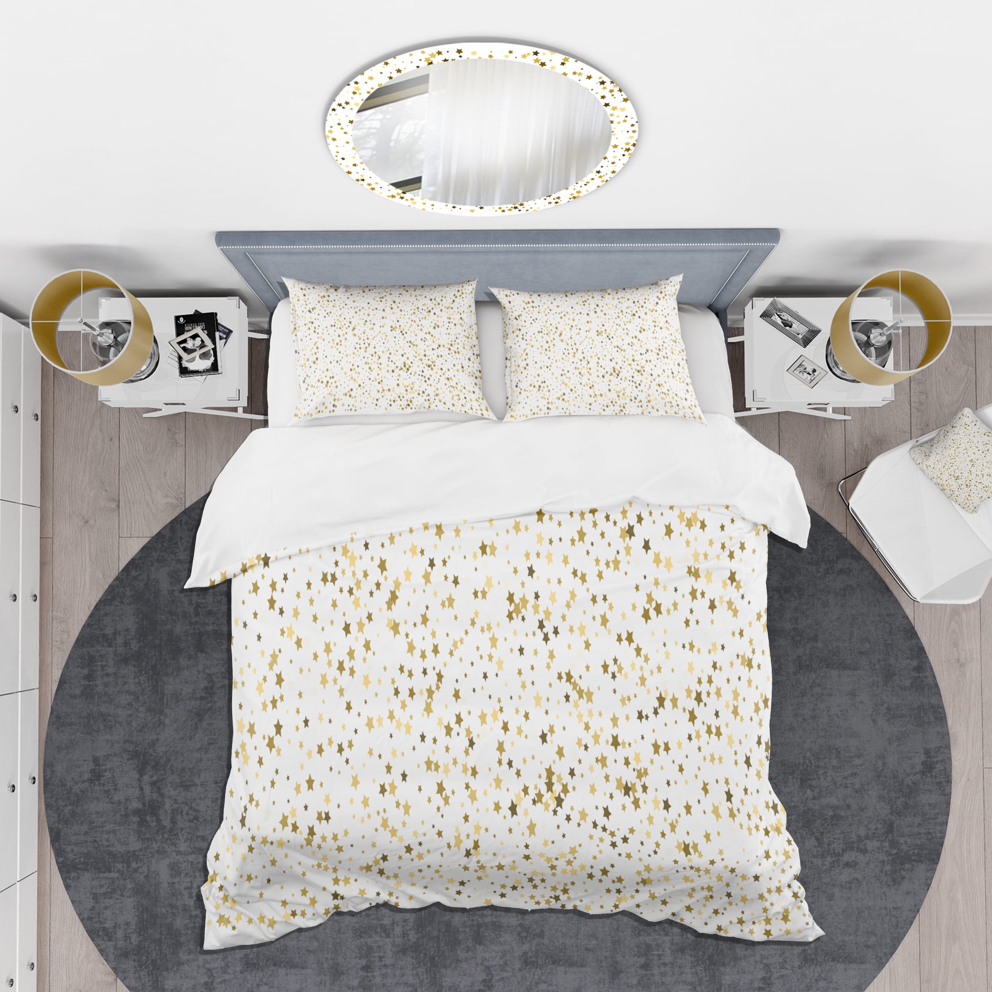 Designart 'Golden Glitter Confetti ' Mid-Century Modern Duvet Cover Set