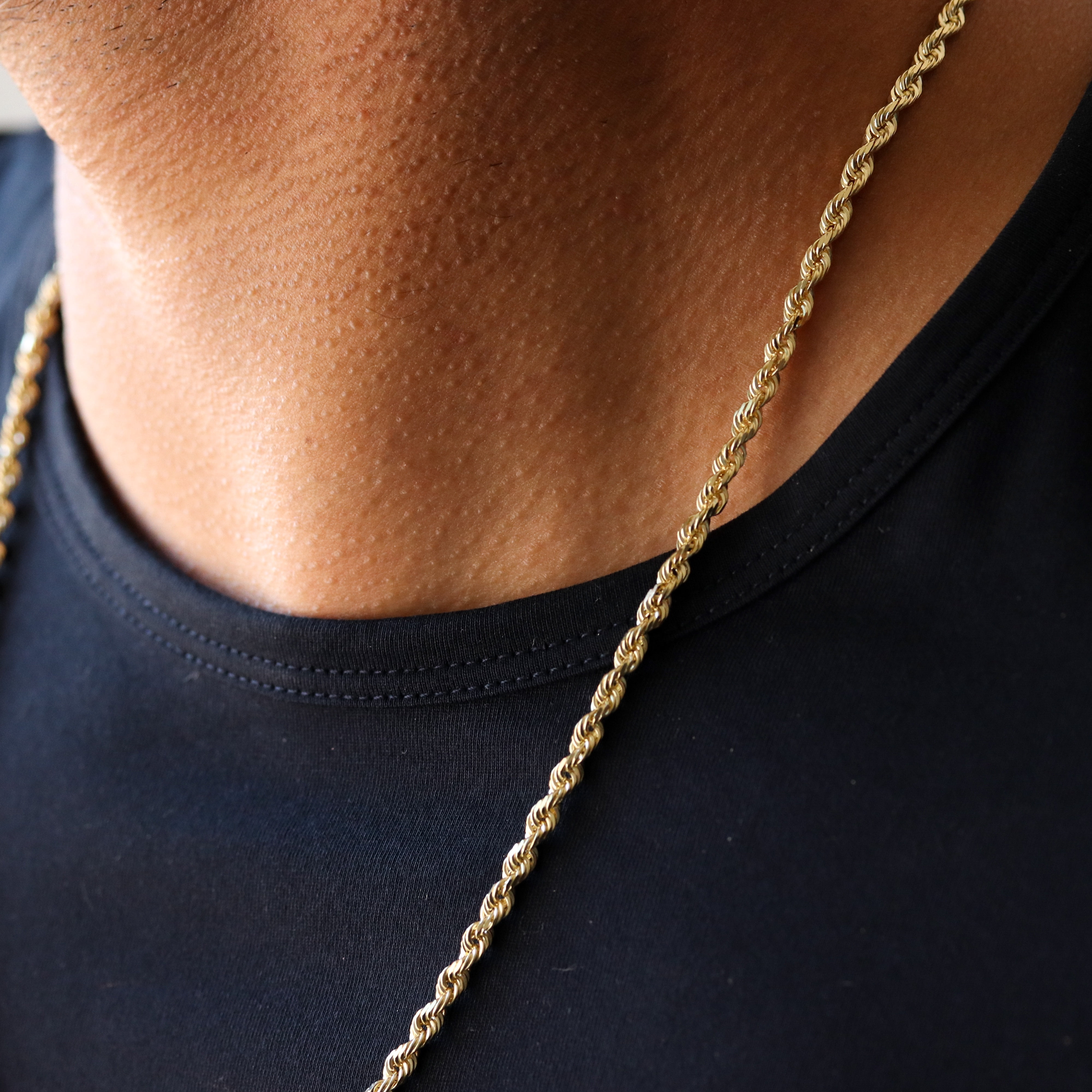 14K Solid Gold Rope Chain Necklace 2mm 16" - 24"