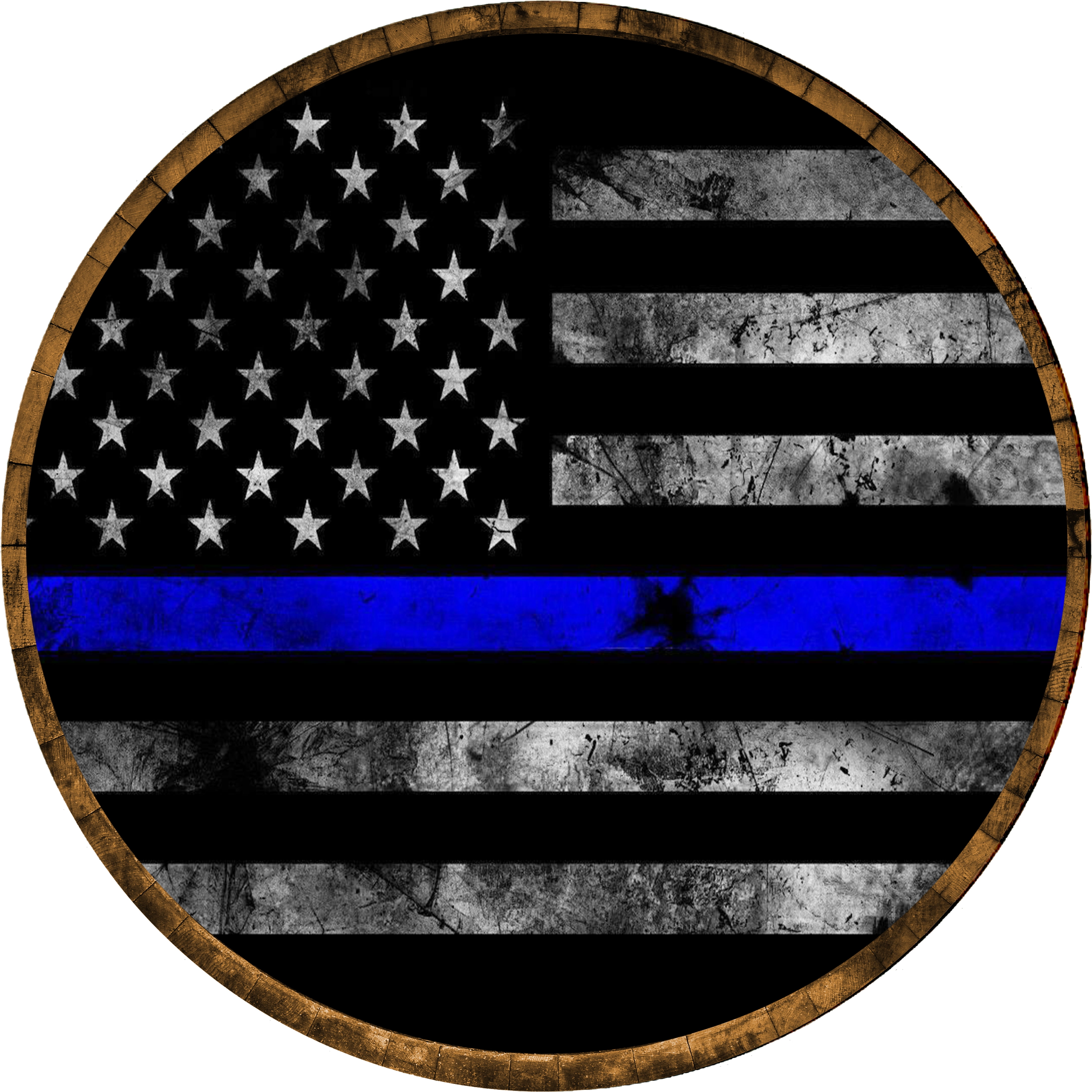 Thin Blue Line Police Department American Flag Man Cave Wall