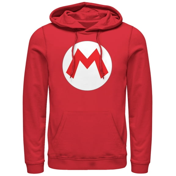 Men's Nintendo Mario Circle Icon  Pull Over Hoodie Red X Large
