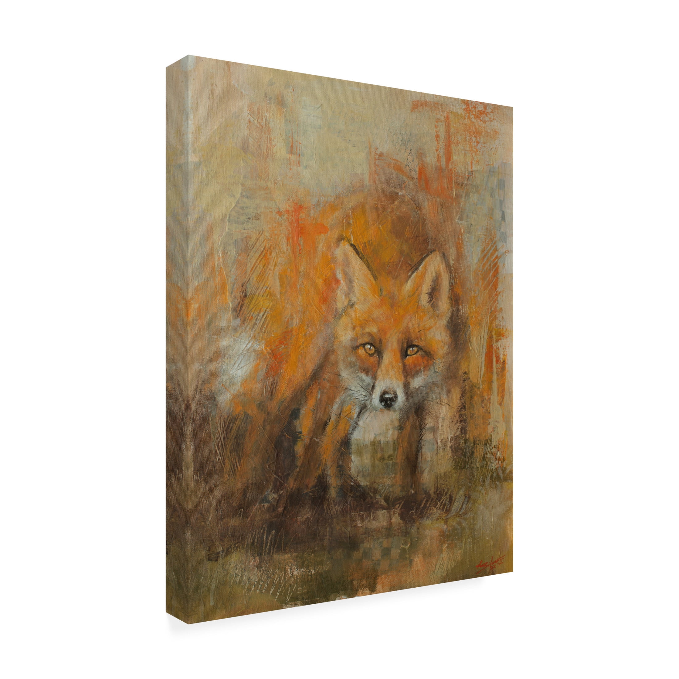 Canvas Wall Art - John Silver 'Fox Portrait 2' Wall Art for Living Room, Bedroom, or Office Décor by Trademark Fine Art - 18 x 24 Inches