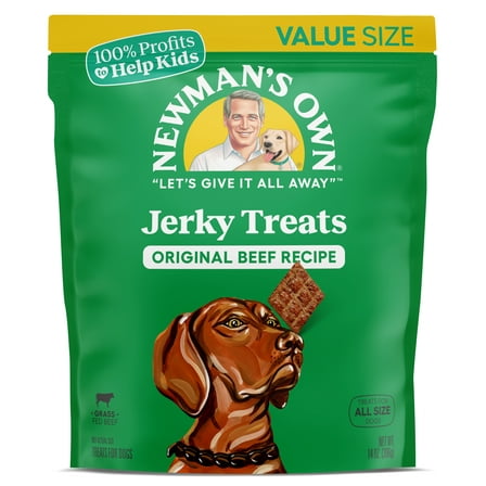 Newman's Own Original Recipe Grass Fed Beef Jerky Treats for Dogs, 14oz Re-Sealable Bag