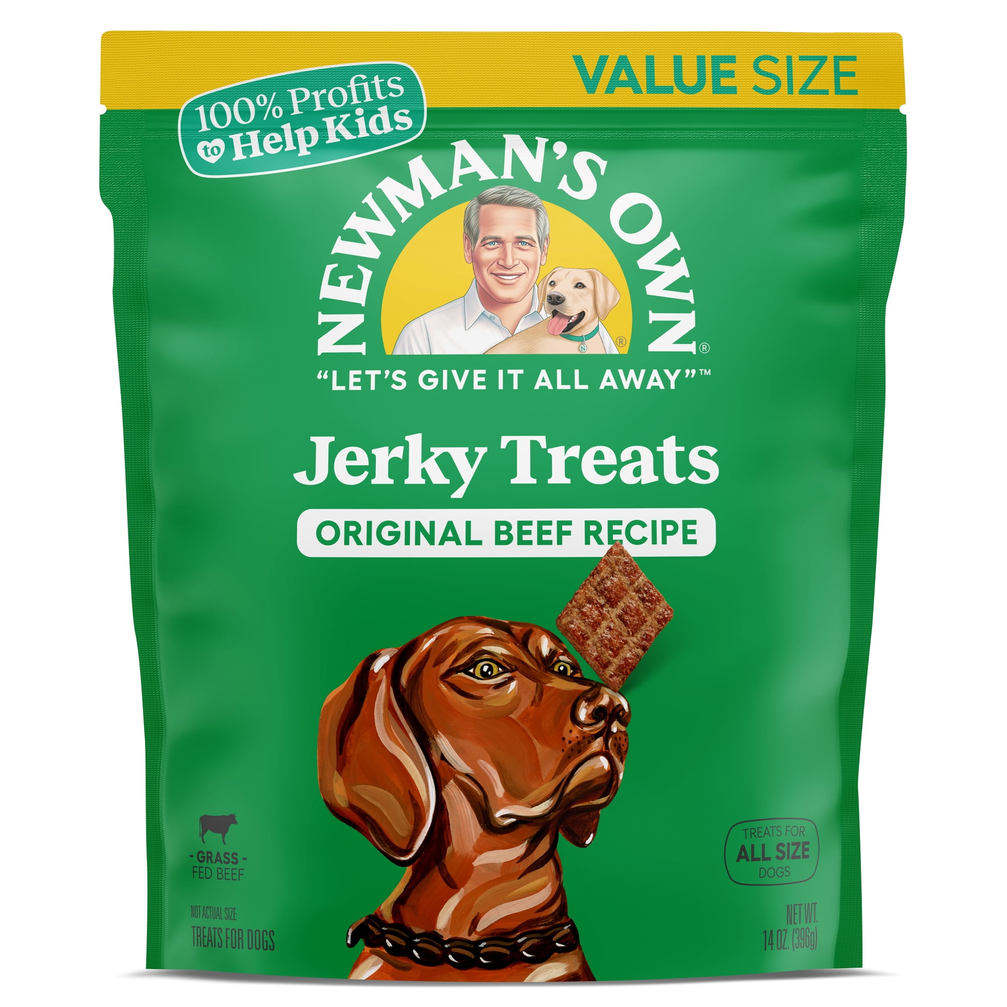 Newman's Own Original Recipe Grass Fed Beef Jerky Treats for Dogs, 14oz Re-Sealable Bag