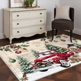 thumbnail image 3 of Area Rugs for Living Room Bedroom, Christmas 4'x6' Rug Washable Carpet Runner Indoor Outdoor, Xmas Snowman Truck Snowflake Tree Balls Vintage Non Slip Accent Floor Mats Rug for Kitchen, Office, 3 of 8