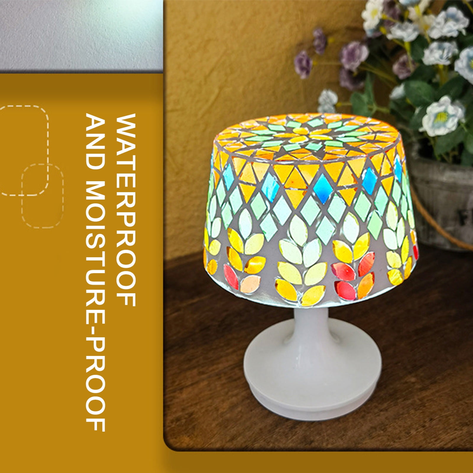 Fankiway DIY Mosaic Night Light Kit, Make Your Own Mosaic Night Light Kit, DIY Stained Glass Set, Crafts Kit for Teens Adults, Nightlight DIY Valentines Day Birthday Gift