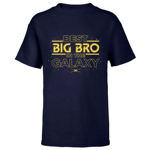 Star Wars Best Big Bro in the Galaxy Family Trip Birthday- Short Sleeve T-Shirt for Kids - Customized-Navy
