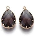 thumbnail image 2 of 2 Pcs Glass Imitation Pendants with Golden Tone Brass Findings Faceted Teardrop Jewelry Making Charms for Women DIY Necklace Bracelet Earring Craft Making 23x13.5-14x8mm Hole: 2mm, 2 of 2
