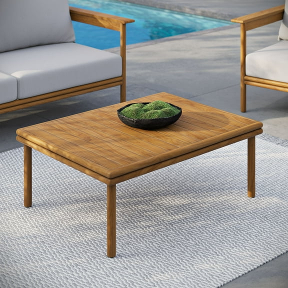 Modway Wren Outdoor Patio Teak Wood Coffee Table in Natural