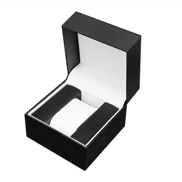Caja de reloj Caja de reloj individual con almohada Cuero de PU Reloj de lujo Caja de regalo Reloj de pulsera Vitrina Relojes Embalaje cuadrado Cajas abatibles para hombres Mujeres Navidad C