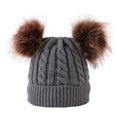 thumbnail image 5 of Spot doble bola giro bebé tejido sombrero lote otoño e invierno cubierta térmica cabeza niños sombrero, 5 of 5