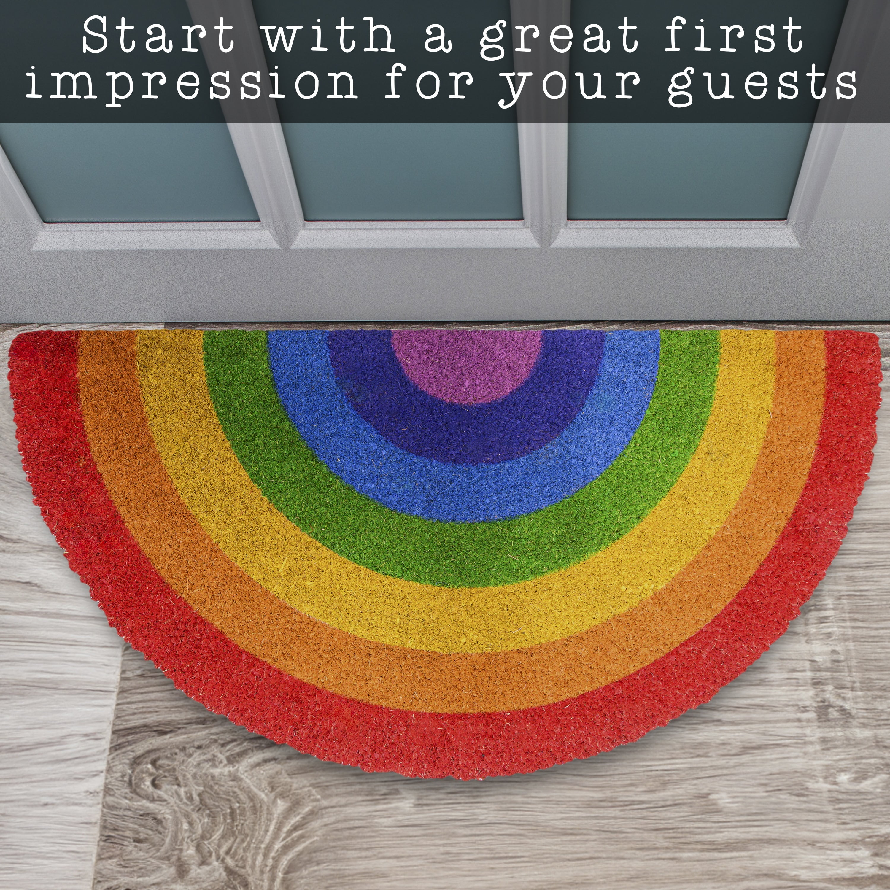MAINEVENT Rainbow Half Round Doormat 30x17 Inch, Summer Outdoor Welcome Mat for Outside