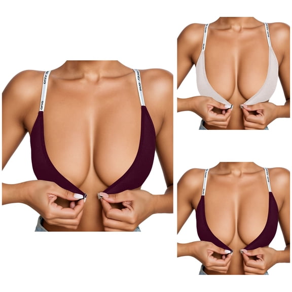 Front Closure Wireless Bra â Comfortable Thin Cup Sheer Mesh Bralette with Deep V Neck for Daily Wear, Women's Sexy