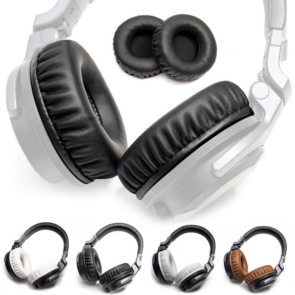 Thick Soft Protein Leather Ear Pads Foam Cushion Cover Replacement Pads Compatible with Pioneer HDJ CUE1 Cue One,HDJ500 DJ Headphone Headset (Black Ear Pads L,R)